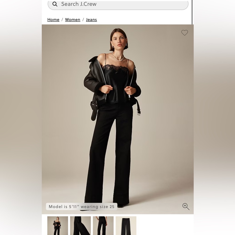 J. Crew Women's Elegant Black Wide Leg Pants - ‘96 Denim Trouser size 31